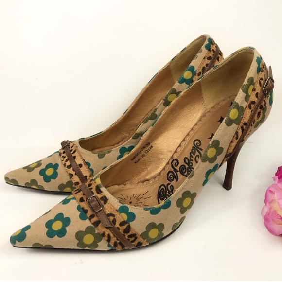 naughty monkey Shoes - Naughty Monkey Calf Hair Leopard Floral Heels 9.5